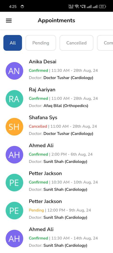 Hospital Management System — doctor app — Appointment